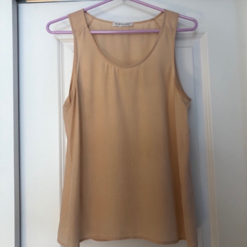 Everlane 100 percent silk tank in blush